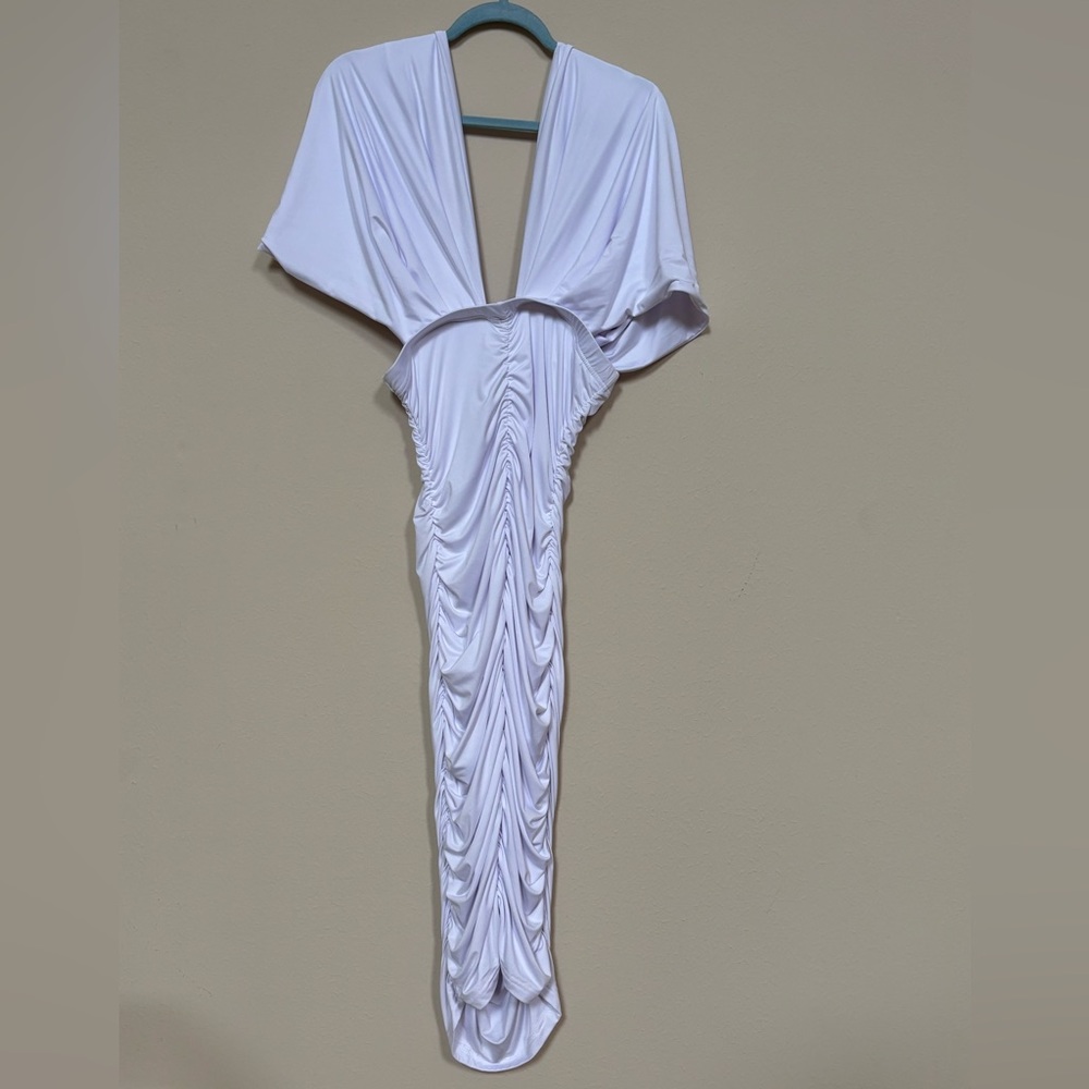 NWOT White Ruched Dress